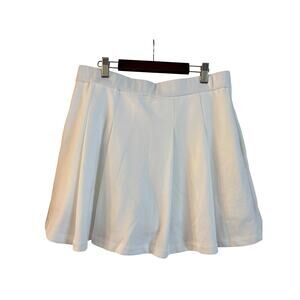 Express High Waisted Fleece Knit Pleated Mini Skort White Size Medium Pockets